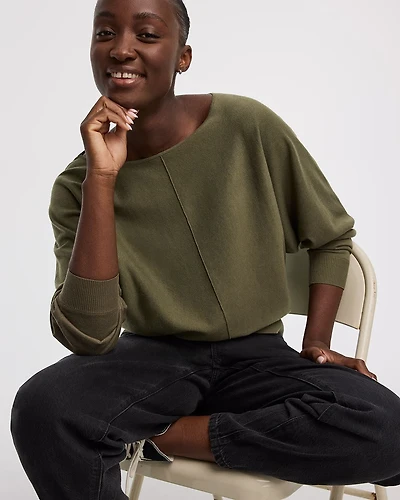 Merino-Blend Long-Sleeve Boat-Neck Sweater