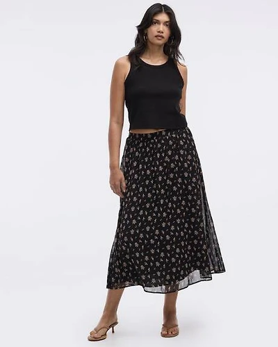 Pleated-Chiffon Midi Skirt