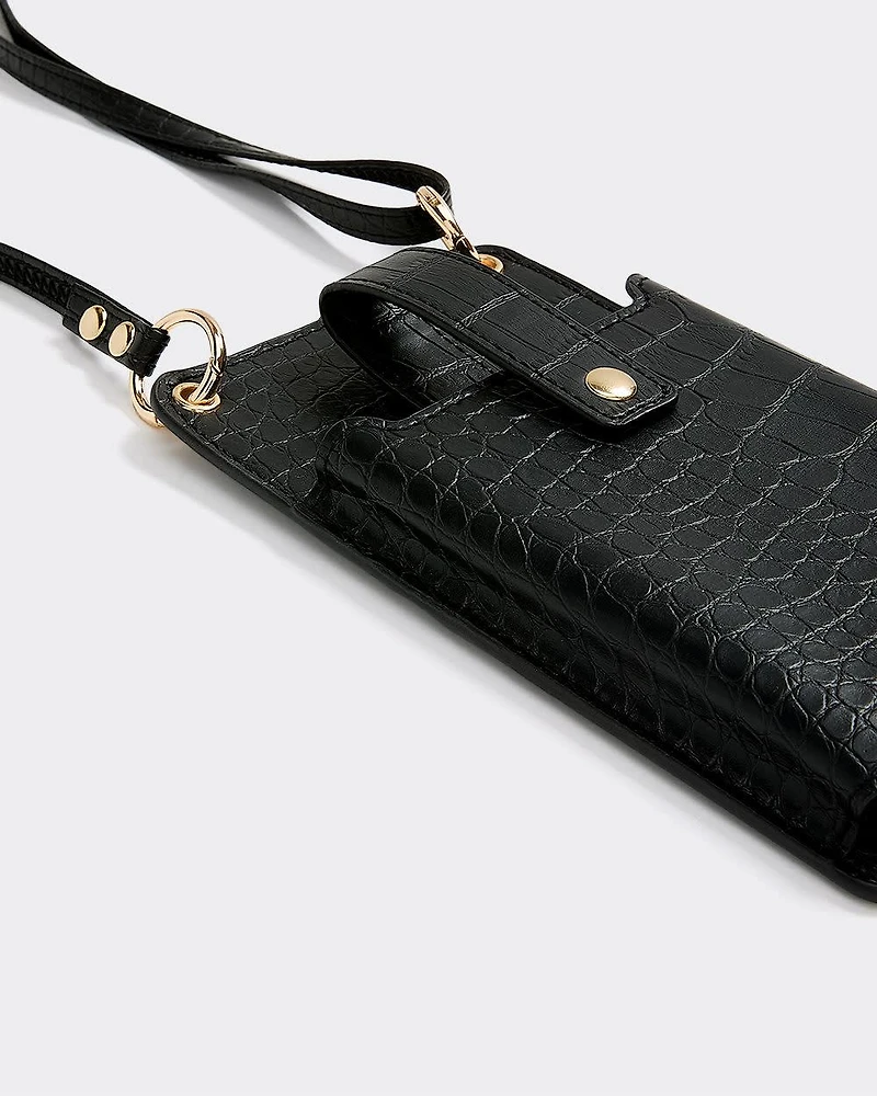 Faux-Leather Cross-Body Phone Bag