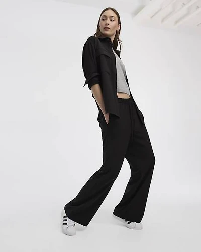Wide-Leg High-Rise Pant with Elastic Waistband