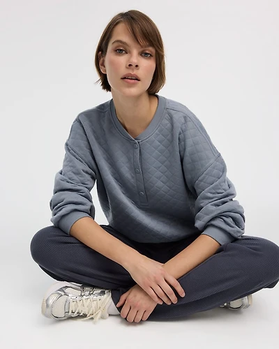 Quilted Henley Pullover