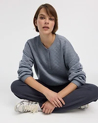 Quilted Henley Pullover