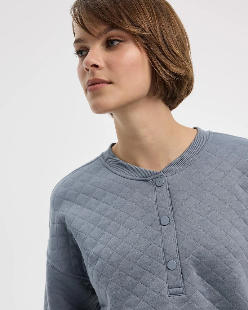 Pull henley en jacquard matelassé