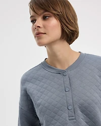 Pull henley en jacquard matelassé