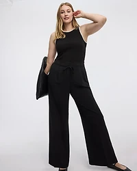 Crew-Neck Ribbed Tank with Contrast Bindings
