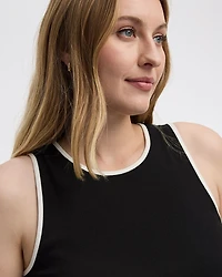 Crew-Neck Ribbed Tank with Contrast Bindings