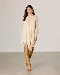 Long-Sleeve Lace Mini Dress