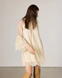 Long-Sleeve Lace Mini Dress