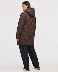 Manteau long à capuchon matelassé