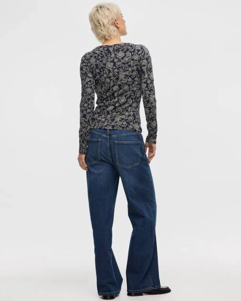 Long-Sleeve Boat-Neck Top