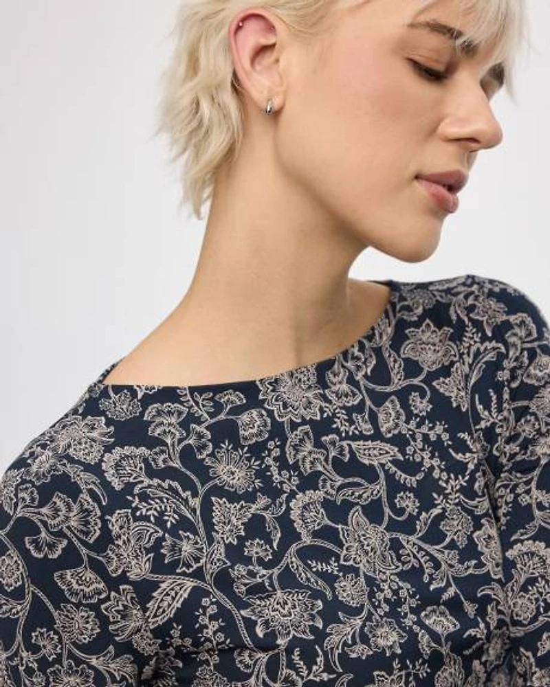 Long-Sleeve Boat-Neck Top