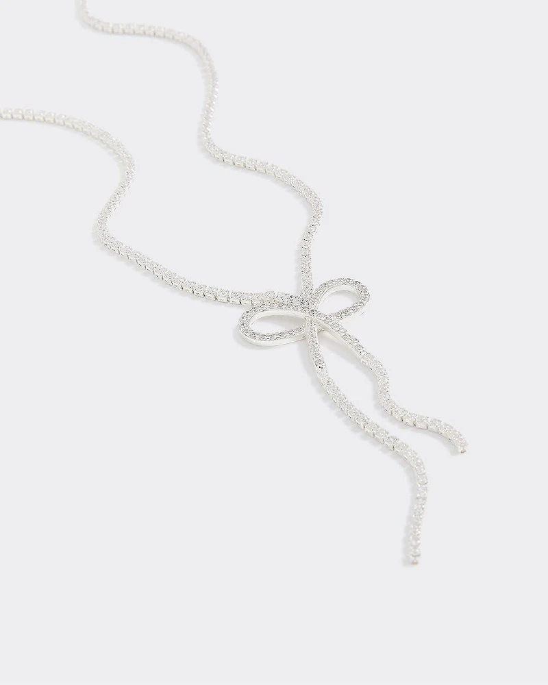 Rhinestone Necklace with Bow