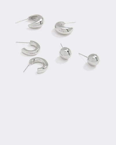 Stainless Steel Hoops and Stud Earrings