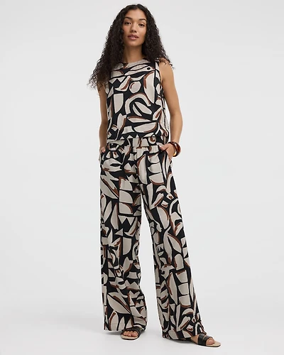 Wide-Leg High-Rise Pull-On Pant