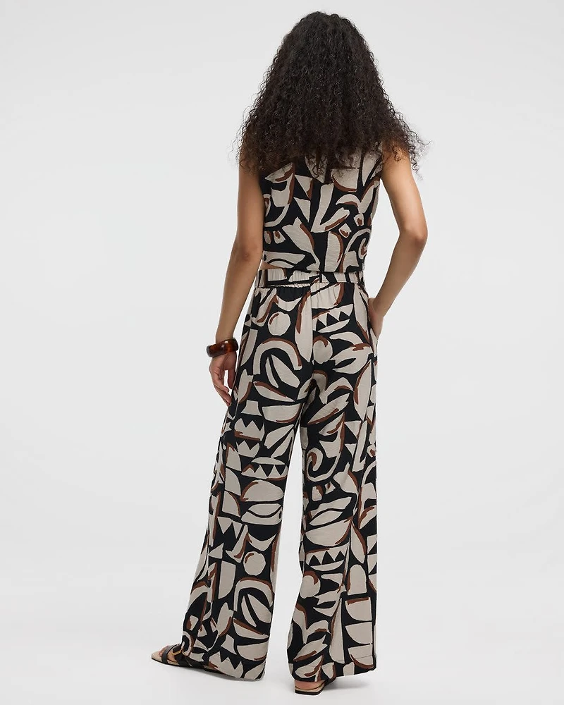 Wide-Leg High-Rise Pull-On Pant