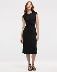 Extended-Sleeve Midi Dress with Ruched Side