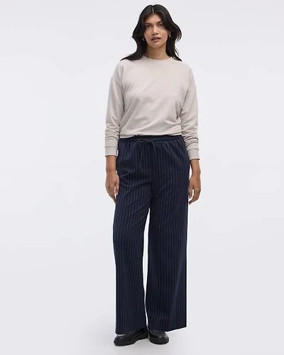 Striped Wide-Leg High-Rise Pant with Elastic Waistband