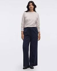 Striped Wide-Leg High-Rise Pant with Elastic Waistband