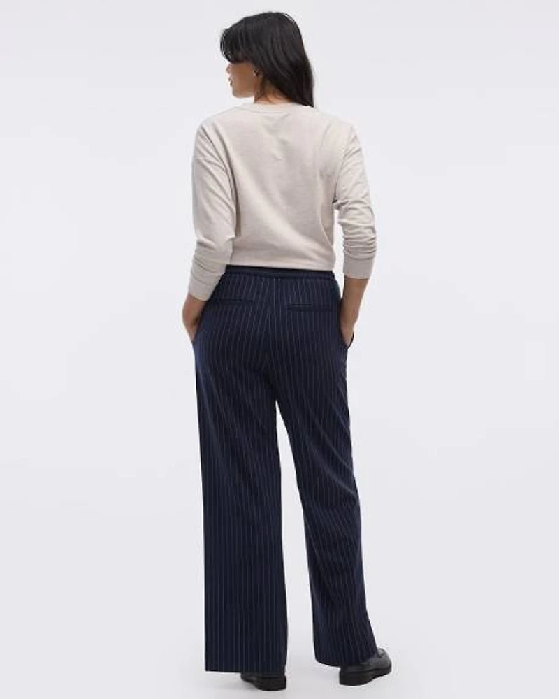 Striped Wide-Leg High-Rise Pant with Elastic Waistband