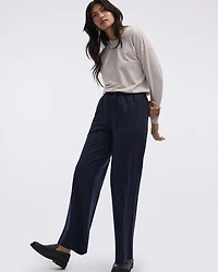 Striped Wide-Leg High-Rise Pant with Elastic Waistband