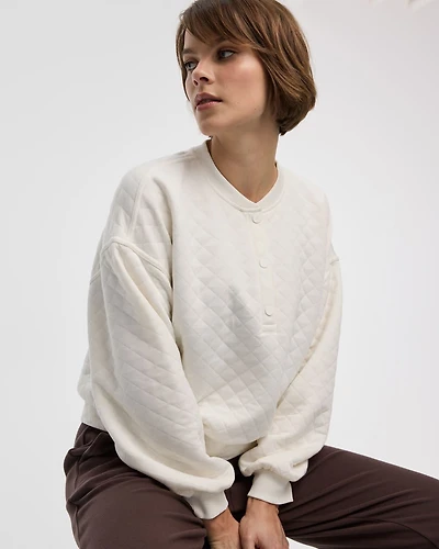 Quilted Henley Pullover