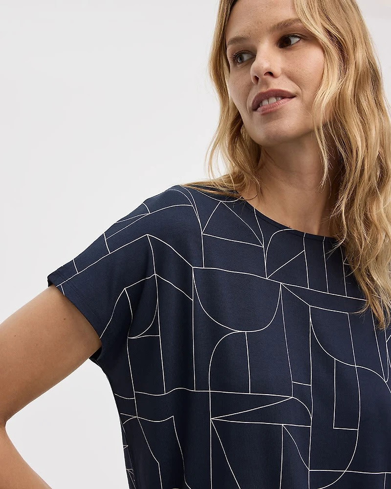 Short-Dolman-Sleeve Boat-Neck T-Shirt