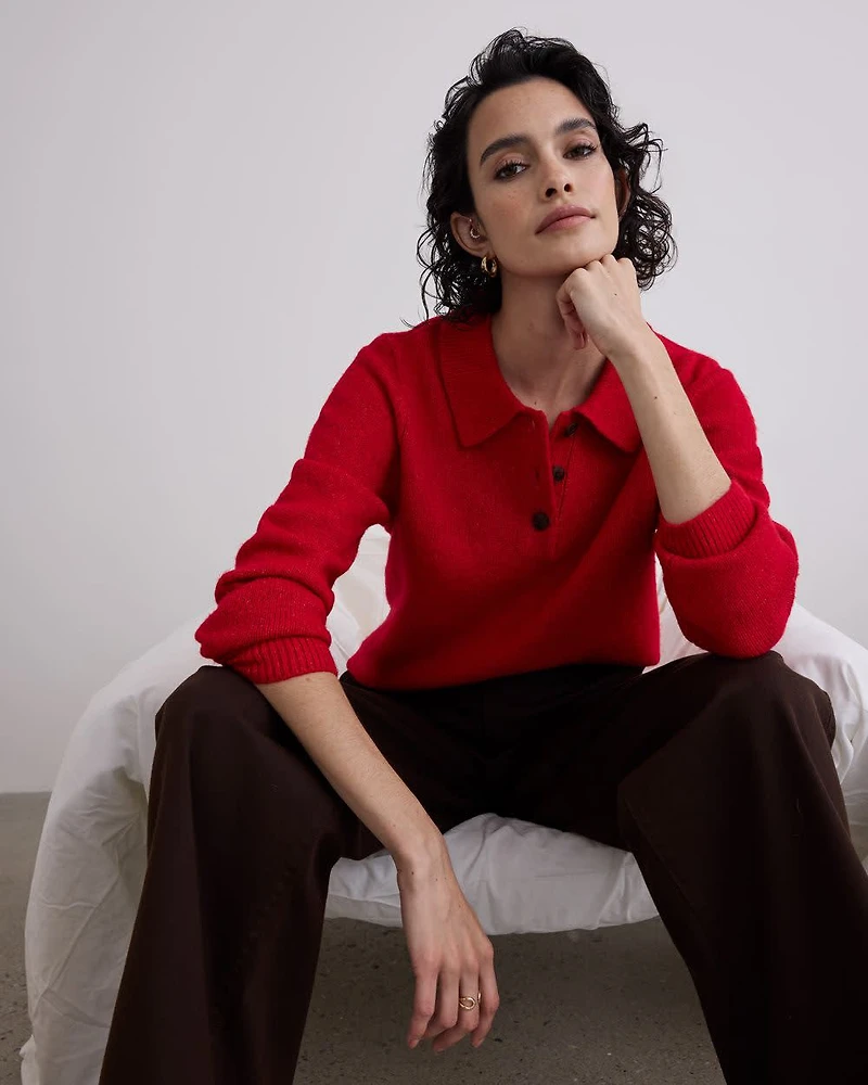 Long-Sleeve Polo Sweater