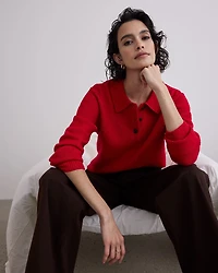 Long-Sleeve Polo Sweater