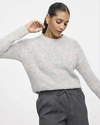 Long-Sleeve Crew-Neck Fluffy-Knit Sweater