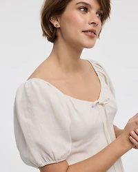 Short-Puffy-Sleeve Dress with Sweetheart Neckline
