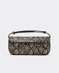 Structured Faux-Snakeskin Shoulder Bag