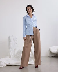 Pantalon à jambe large et taille mi-haute