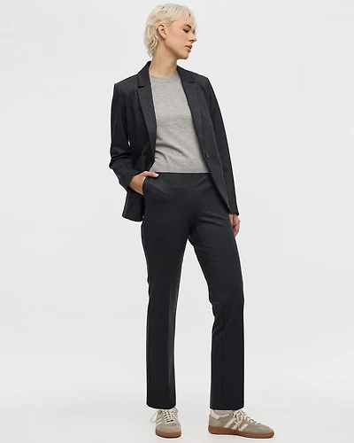 Straight-Leg High-Rise Houndstooth Pants