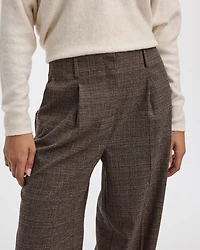 Wide-Leg High-Rise Plaid Pants
