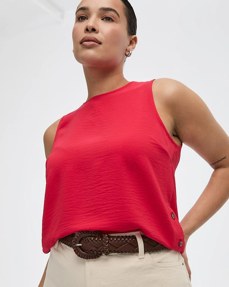 Sleeveless Blouse with Buttons at Sides