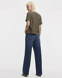 Short-Sleeve V-Neck Buttoned-Down Blouse