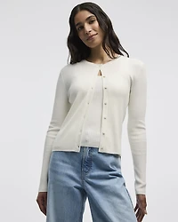 Cardigan côtelé boutonné à manches longues