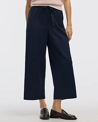 Wide-Leg Cropped Piqué Pant