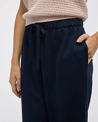 Wide-Leg Cropped Piqué Pant