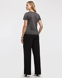 Short-Sleeve Crew-Neck Shimmery Tee