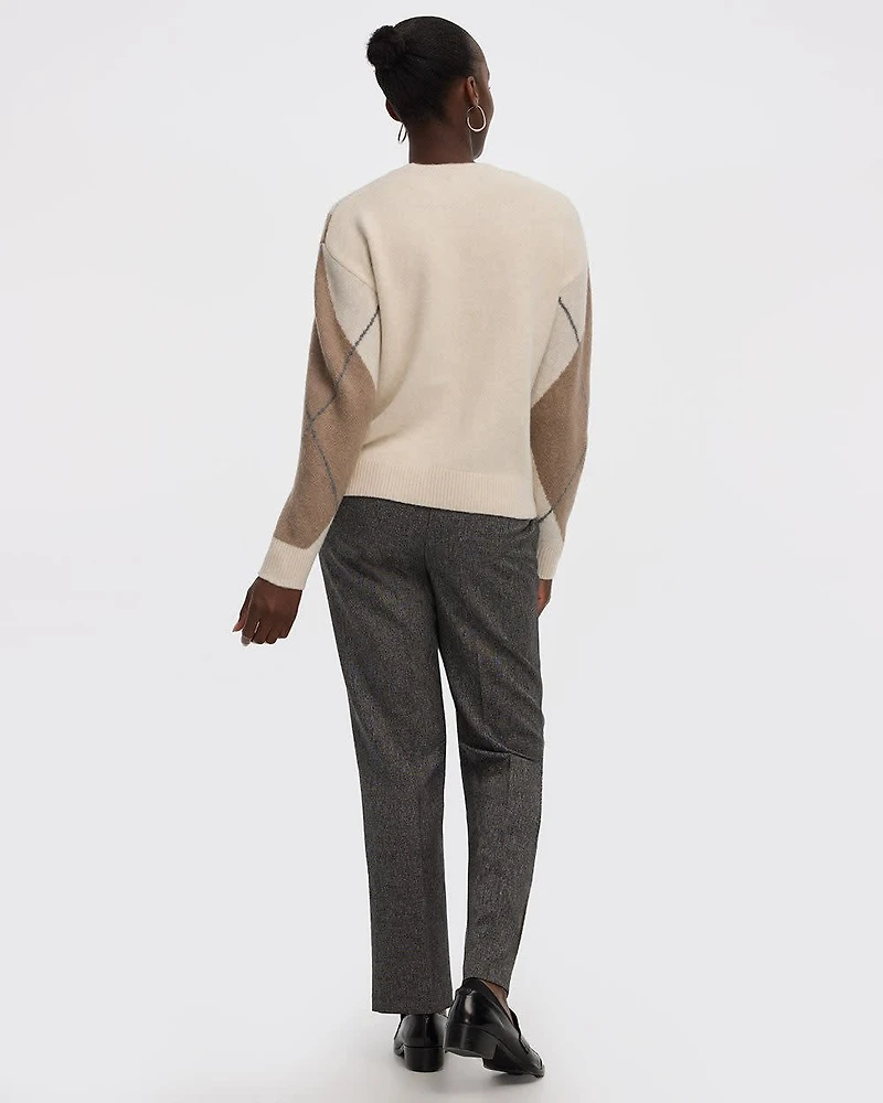 Long-Sleeve Crew-Neck Argyle Pullover