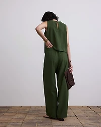 Wide-Leg High-Rise Pull-On Pant