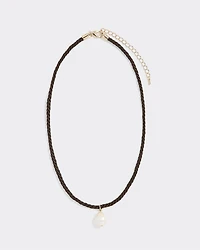 Short Cord Necklace with Pearl