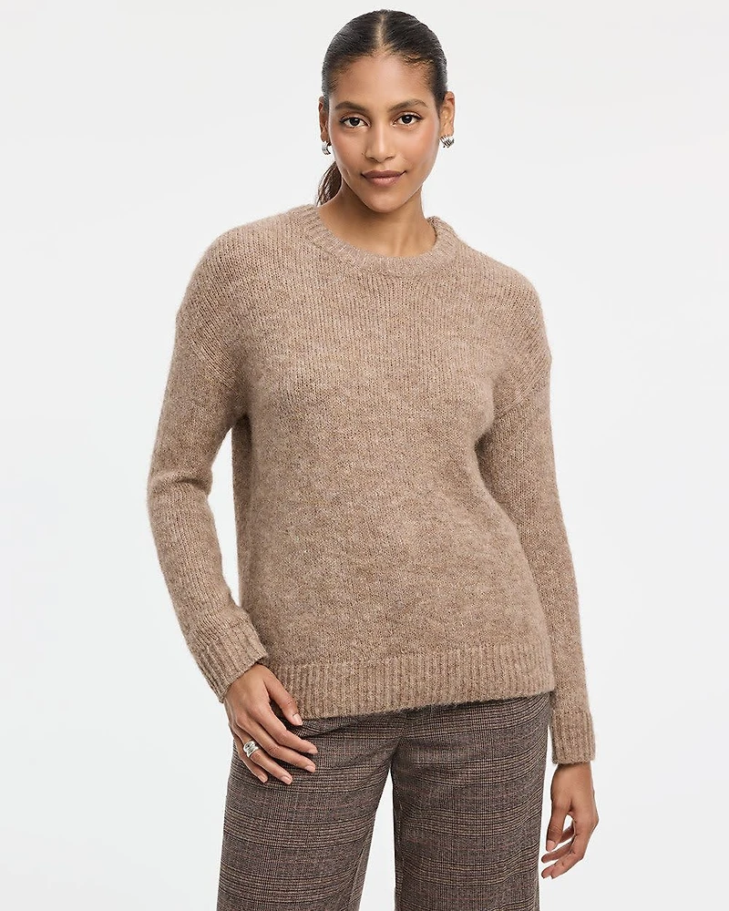 Long-Sleeve Crew-Neck Fluffy-Knit Sweater
