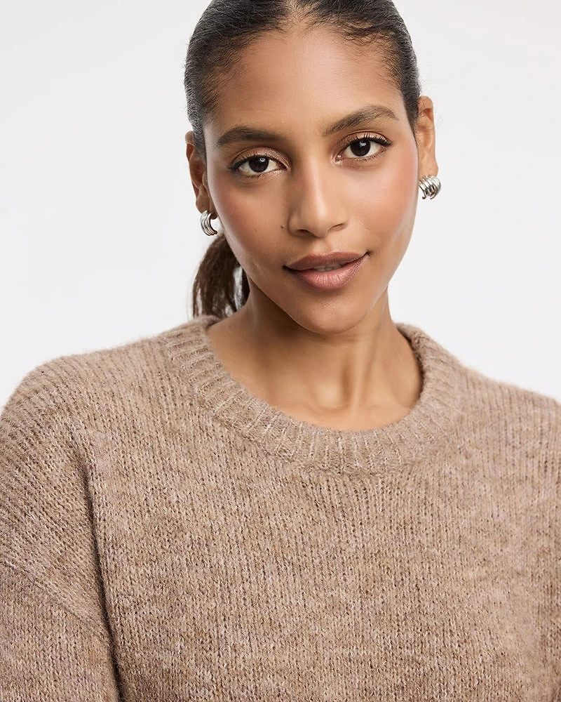 Long-Sleeve Crew-Neck Fluffy-Knit Sweater