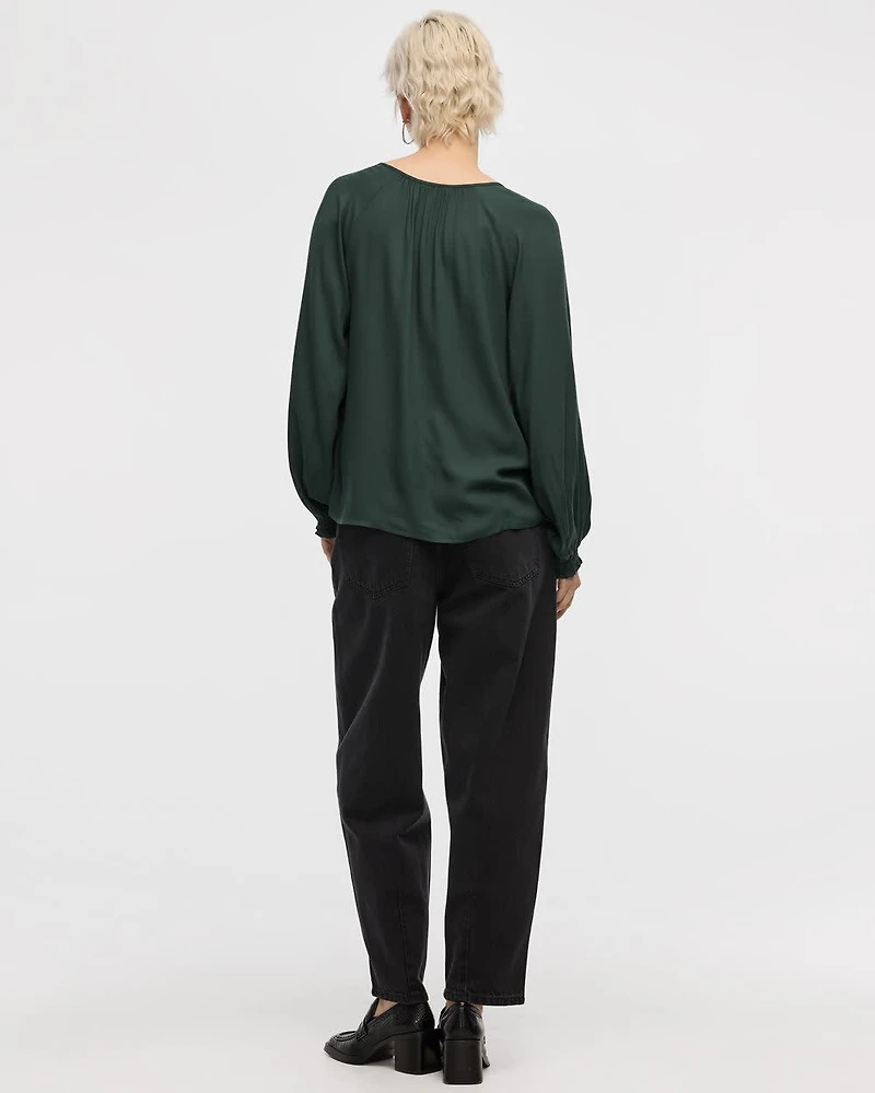 Split-Neck 3/4-Sleeve Blouse