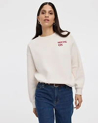 Long-Sleeve Crew-Neck Fleece Sweatshirt with Quotes