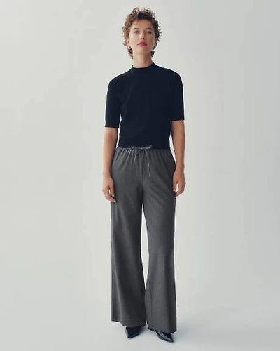 Pantalon à jambe large et taille haute élastique