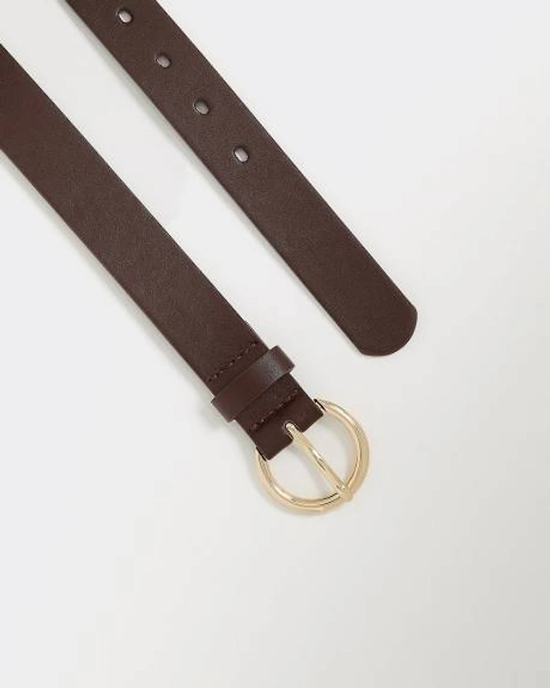 Faux Leather Belt with Round Buckle