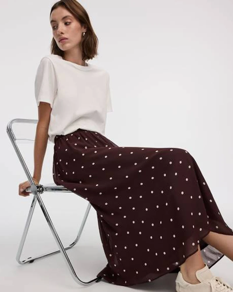 Jupe midi en mousseline plissée